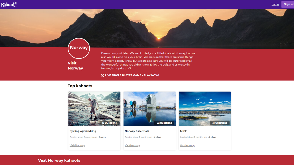 Kahoot VisitNorway