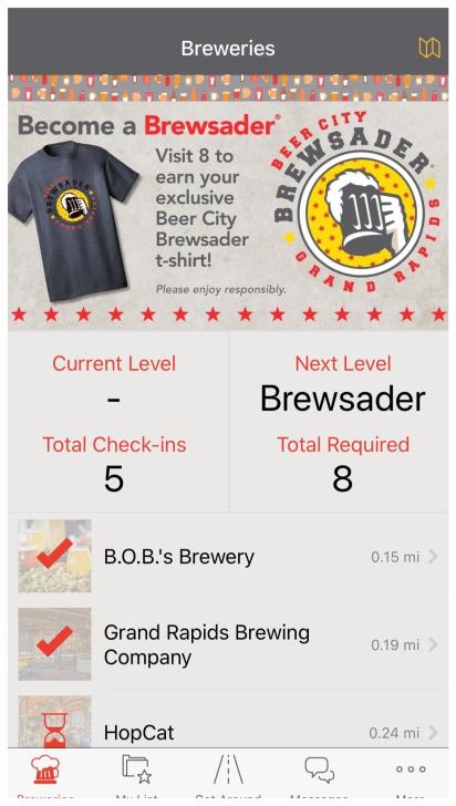 Screenshot Brewery Section of the Brewsader App