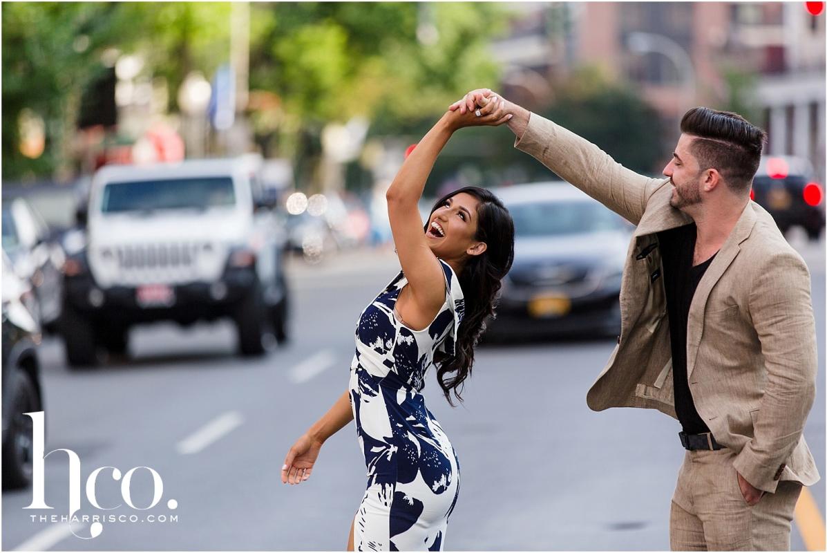 Picture of couple dancing on Broadway in Saratoga Springs NY