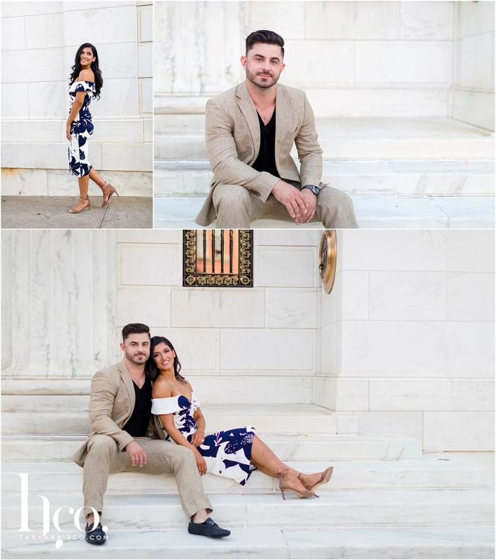 Collage of couple posing at Adirondack Trust Bank in Saratoga Springs