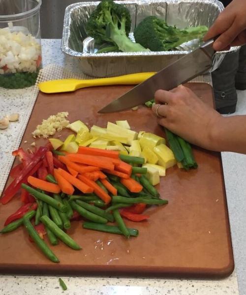 Chopping Vegetables Downtown Market Cooking Class