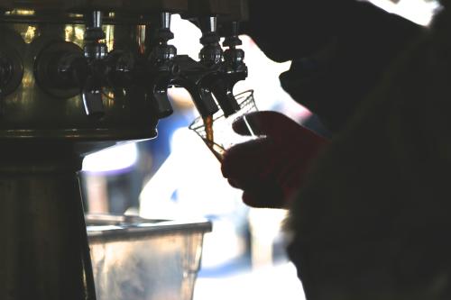 Pouring beer at Winter Beer Fest in Grand Rapids