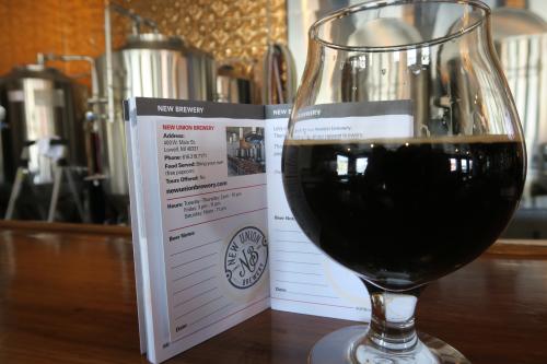 Brewsader passport and New Union Brewery beer in Lowell, MI