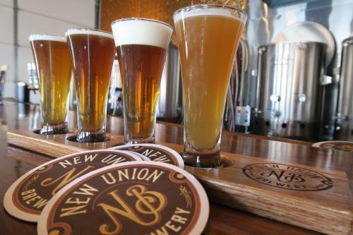 Beer flight at New Union Brewery