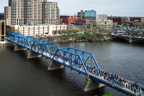 Hope Network Bridge Walk event on the Blue Bridge in Grand Rapids