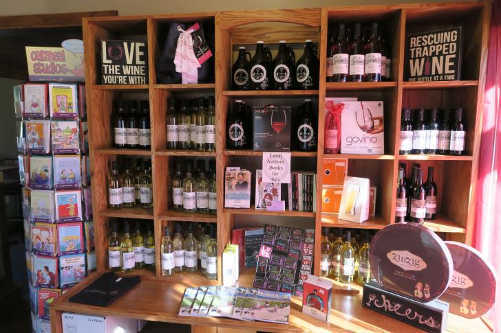 Merchandise shelves at Kayla Rae Cellars in Rockford, Michigan