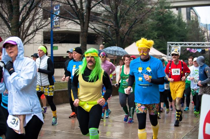 Runners during the LaughFest FUNderware Run in Grand Rapids