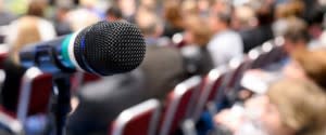 Microphone on a stand Photo Courtesy of David Pace Agency