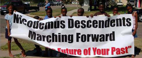 children holding sign