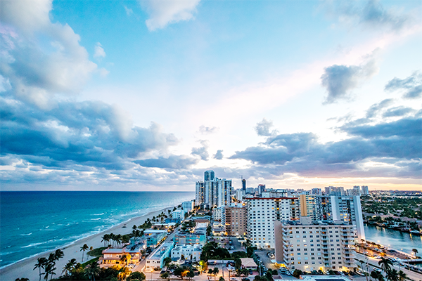 Aerial view of hotels along Fort Lauderdale Beach 