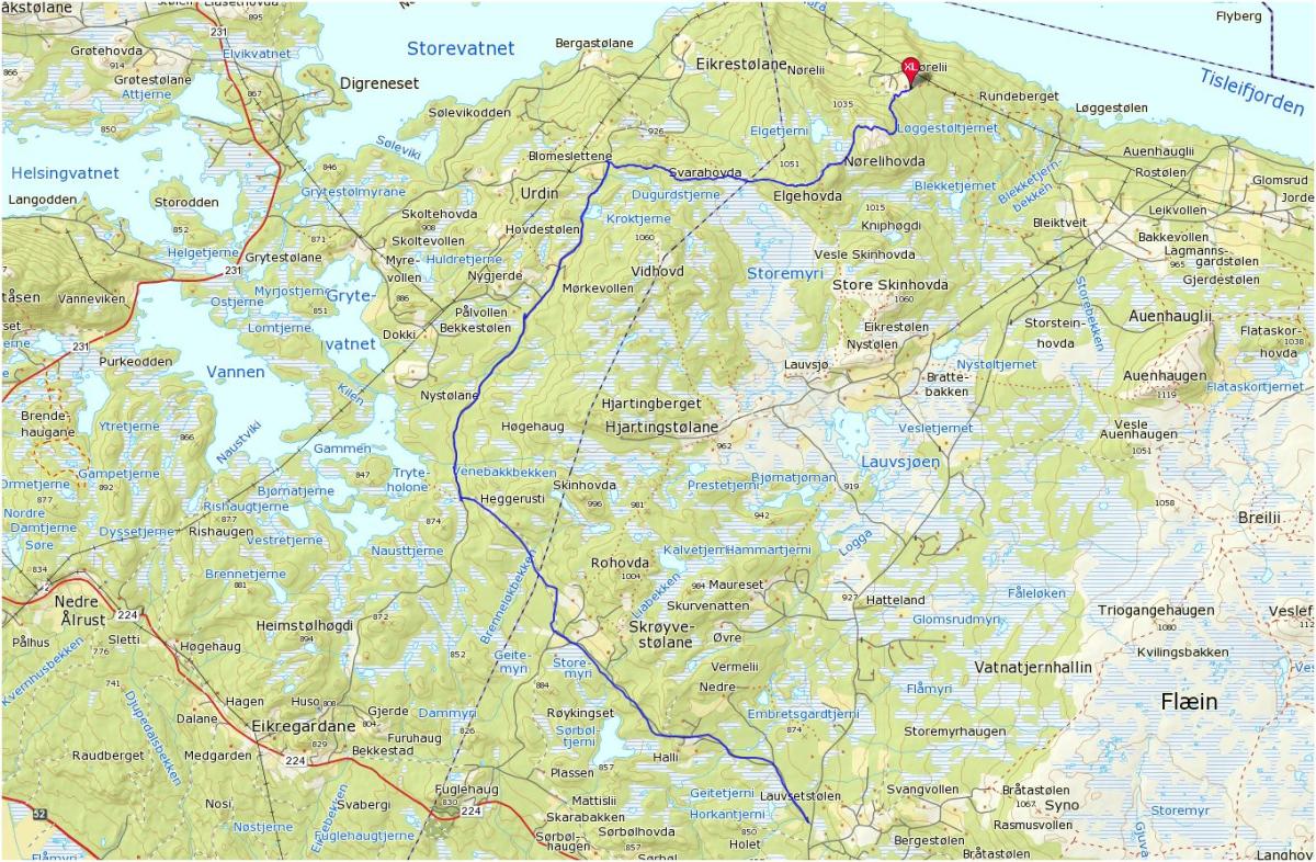 Round trip of the Blomeslettene (22 km - path) - Golsfjellet