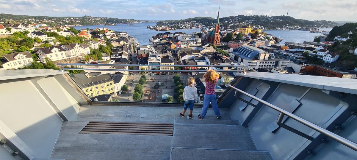 Glass lift to viewpoint in Arendal