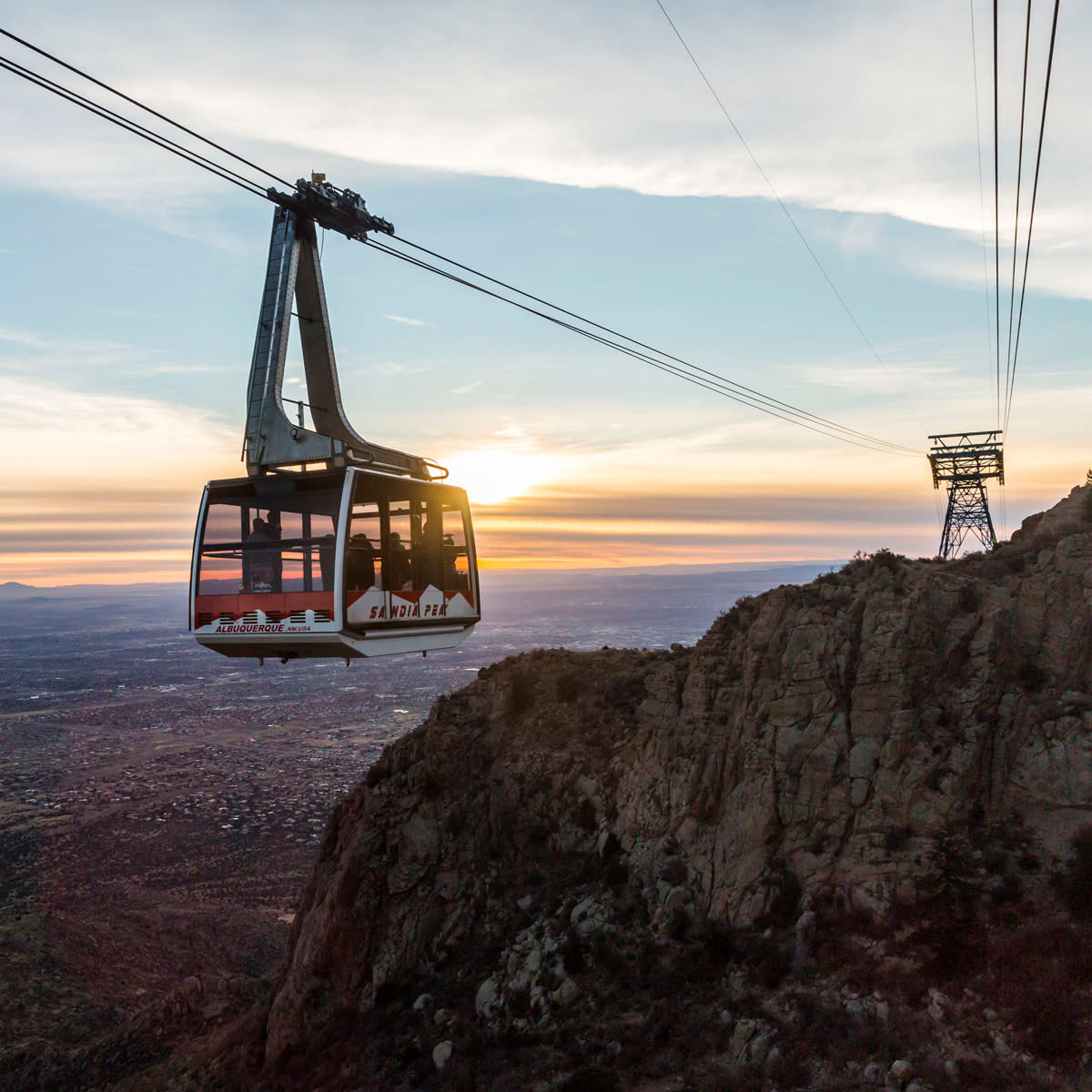 Sandia Peak Aerial Tramway with a breathtaking view on 