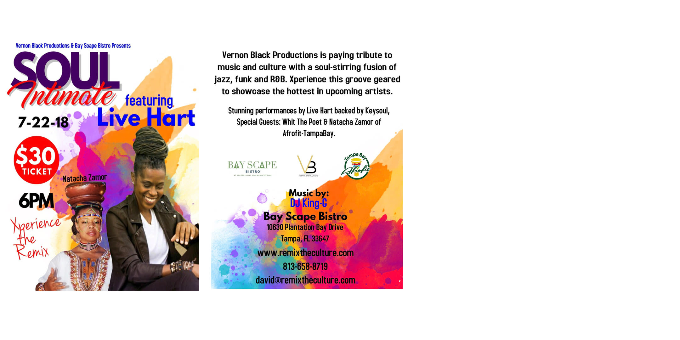 Vernon Black Productions & Bay Scape Bistro Presents: Soul Intimate featuring Live Hart