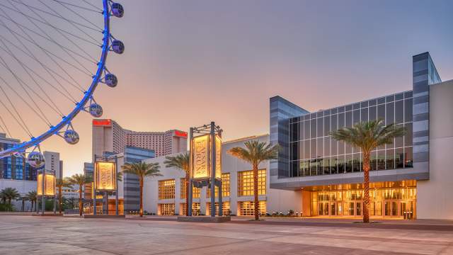 A look at the exterior of the stunning Caesars Forum.