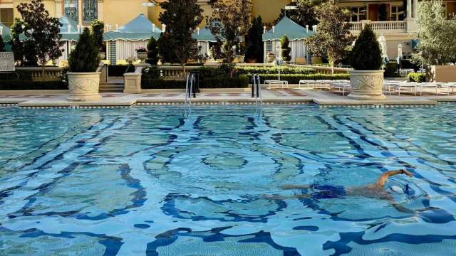 Bellagio winter pool credit David Landsel