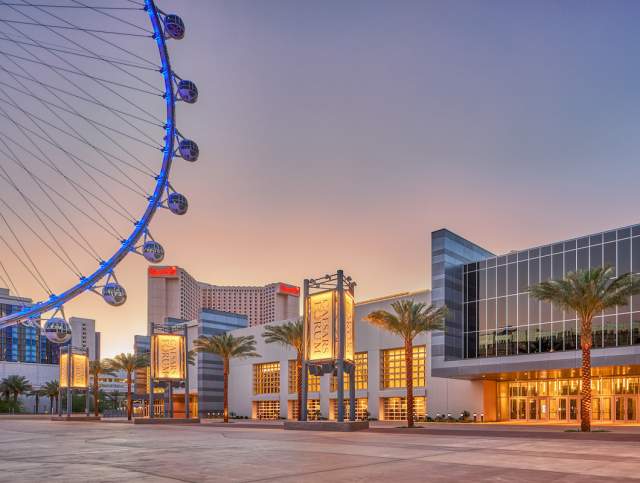 A look at the exterior of the stunning Caesars Forum.