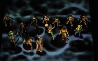 A group of performers giving it their all during the KA show by Cirque du Soleil.