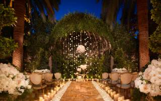 Stunning wedding venue at night at Wynn Las Vegas.