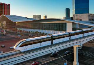 Las Vegas Monorail outside of the Las Vegas Convention Center.