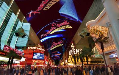People enjoying the wonderful Fremont Street experience.