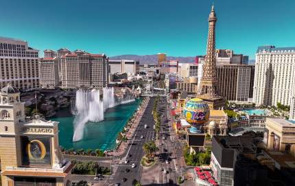 Stunning aerial view of the Las Vegas Strip during day time.