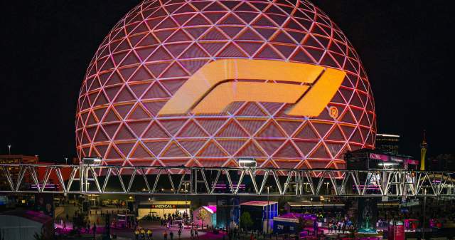 2023 F1 themed design on Sphere in Las Vegas.