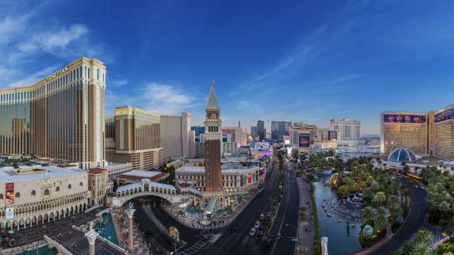 An aerial shot of the Vegas Strip.