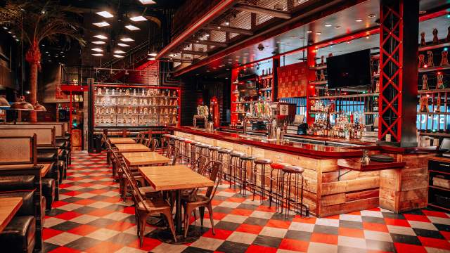 The trendy and exciting restaurant Food by Blue Ribbon inside of Brooklyn Bowl.