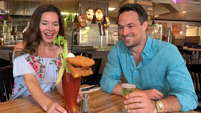 A couple enjoying a bloody marry at Bumbleberry flats.