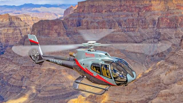 Maverick Helicopter flying over the Grand Canyon
