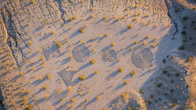 An aerial view of the Laughlin Labyrinths.