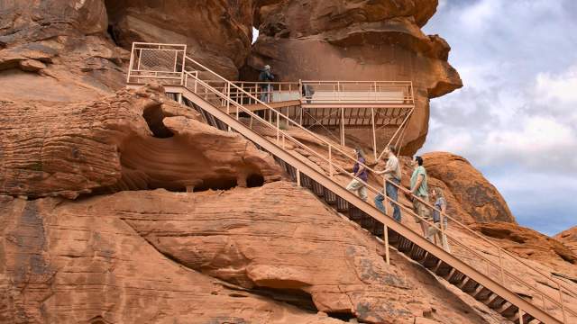 Get an amazing view at the top of this staircase at Valley of Fire national park.