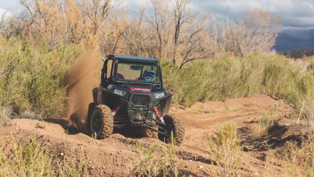 ATV off-roading in Mesquite, Nevada. Driving through the dirt.