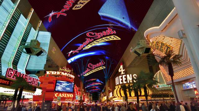 People enjoying the wonderful Fremont Street experience.