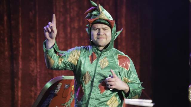 Piff the Magic Dragon in his colorful costume.