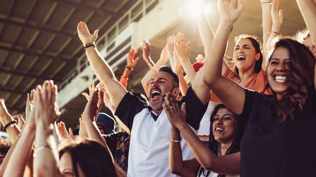 Fans cheering for their team!