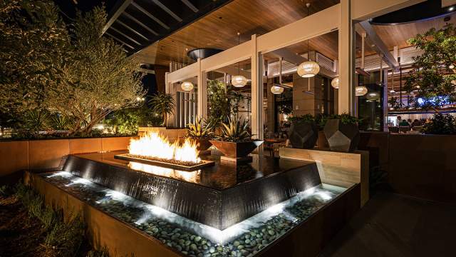 Beautiful outdoor eating area by the fire at Summer House at Durango Casino & Resort. PHOTO CREDIT: Rodrigo Hernandez @boogie.702