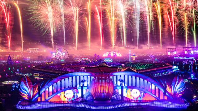 The fireworks display at Electric Daisy Carnival in Las Vegas
