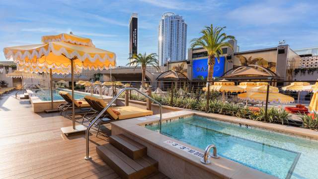 Step into the crystal clear waters of the AZILO Ultra Pool at SAHARA Las Vegas.