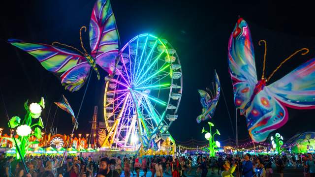 A group of people have a great time at EDC 2024 in Las Vegas, Nevada.