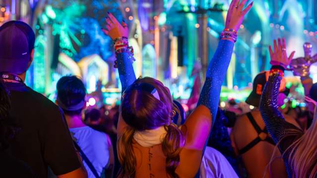A group of people have a great time at EDC 2024 in Las Vegas, Nevada.