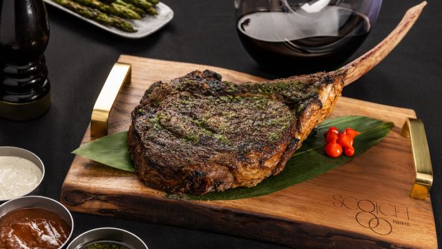 Dig into this perfectly seared filet mignon, plated to perfection at Scotch 80 Prime at Palms Casino Resort in Las Vegas.