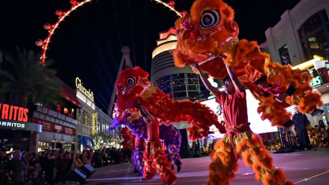 Chinese Dragon Dance at The LINQ Promenade at The LINQ Hotel + Experience.