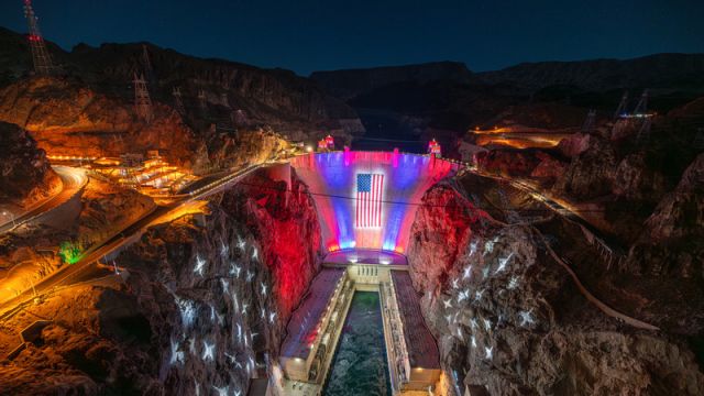 Lifted Hoover Dam USA Flag