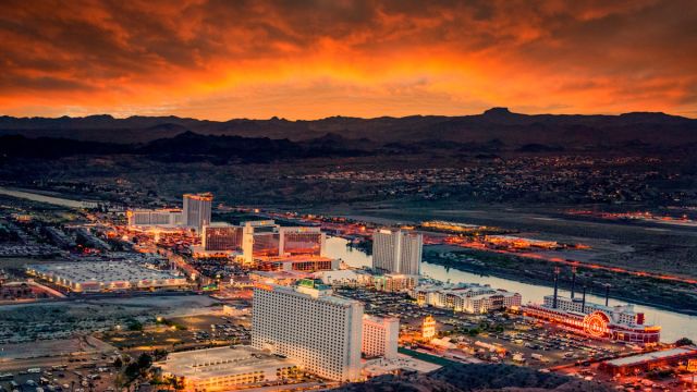 A stunning aerial view of the Laughlin, Nevada sunset!