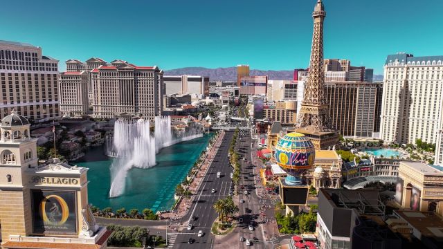 Stunning aerial view of the Las Vegas Strip during day time.
