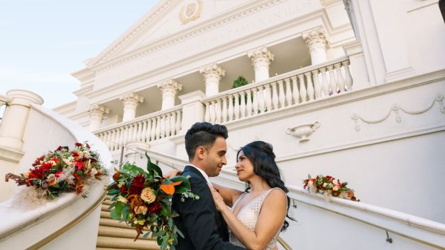 Married couple at Caesars Palace in Las Vegas.