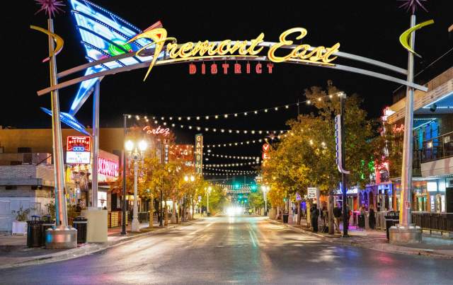 The beautiful and retro signage for the Fremont Street experience in downtown Las Vegas.