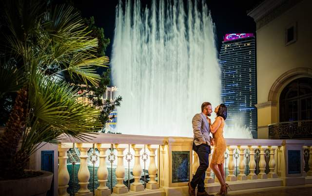 Couple in front of the Bellagio Fountains